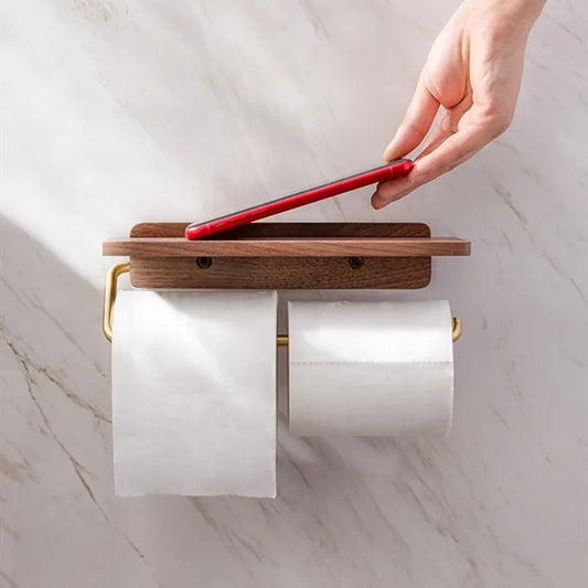 Solid Wood Paper Towel and Toilet Paper Holder